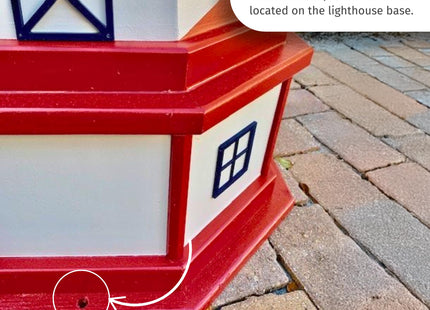 DutchCrafters Cape Henry, VA Lighthouse with Dusk to Dawn Solar Outdoor Lighting, Outdoor Statues for Garden, Solar Garden Decor - Amish Made in USA (Patriot Blue & White, 3' with Base)