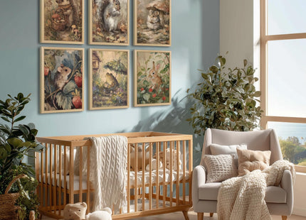 Woodland Animal Nursery Canvas Wall Art, 8x10inch Unframed