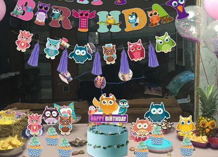 Chilfamy Owl Birthday Decorations, Cute Owl Theme Party Supplies