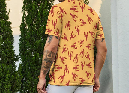 INZVKJLU Crawfish Shirt for Men Lobster Shirt Funny Golf Shirts Men