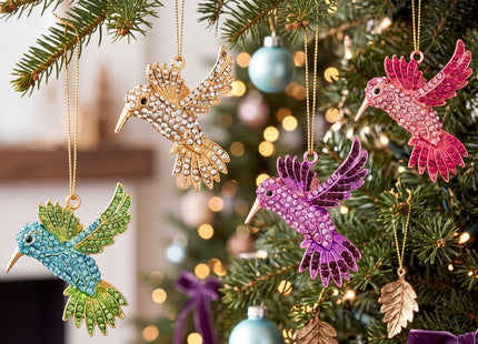 Yuntau 8 Pcs Crystal Christmas Hanging Ornaments, Hummingbird