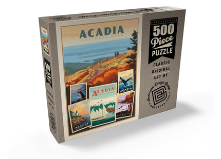 MyPuzzle Acadia National Park: Collage Print, Vintage Poster - Premium 500 Piece Jigsaw Puzzle for Adults