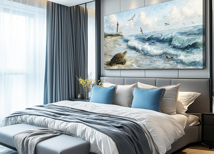 ZUITINGHUA Canvas Wall Art for Living Room Large Wall Decor for Office Bedroom Decorations Coastal Sea Turtle Lighthouse Landscape Pictures Artwork Room Wall Mural Aesthetic Home Decor 30x60 In4