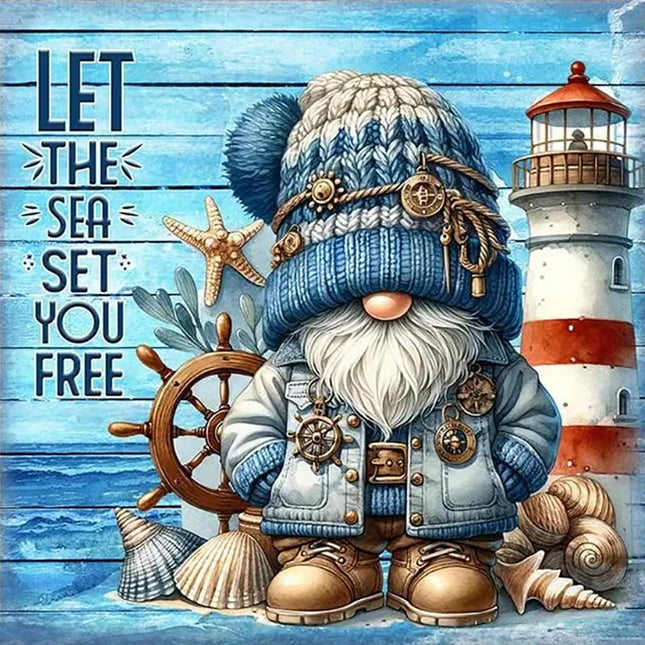 APTDYIGL 5D Seashore Lighthouse Diamond Painting Kits for Adults Beginner,DIY Gnome Diamond Art Kits for Adults,Round Full Drill Diamond Dots with Gem Art Kits,Home Wall Decor 13.7X13.7inch