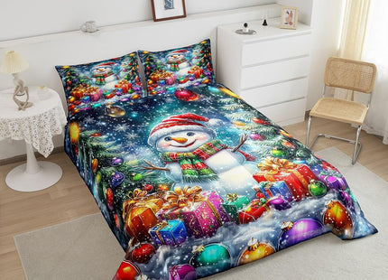 Erosebridal Cute Snowman Bedding Set Twin Winter Christmas Tree Comforter Set Ball Bedding Comforter Sets for Kids Boys Girls,Xmas Festival Pine Tree Snowflake Quilt Duvet