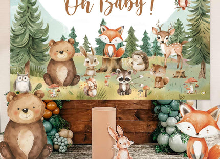 Woodland Baby Shower Decorations Backdrop Banner