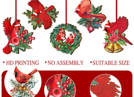 BBTO 36 Pcs Christmas Cardinal Ornament Red Cardinal Wood Decor