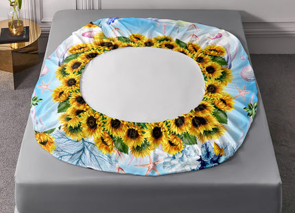 HOSIMA Sunflower Print Sea Turtle Fitted Sheet Set,Coastal Beach Sea Animal Theme Full Size Bedding Sets for Girls Teens Women Bedroom Decor,1 Fitted Sheet+2 Pillowcases.