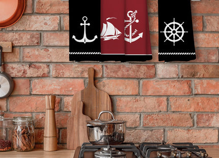 Liosei Nautical Bathroom Hand Towels - Nautical Gifts for Women Men Dish Hand Towels Decorations, Boat Coastal Beach Towel for Kitchen Bathroom Decor, 16 x 24Inch Set of 4