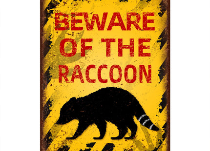 Vintage Raccoon Metal Sign Beware of Raccoon Aluminum Sign