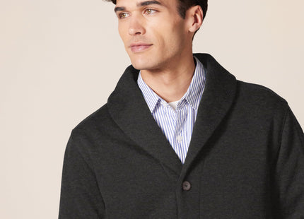 Amazon Essentials Men's Long-Sleeve Fleece Shawl-Collar Cardigan, -Charcoal Heather, X-Large