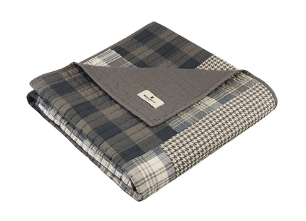 Woolrich Luxury Quilted Throw - Cabin Lifestyle, Patchwork with Moose Design All Season, Lightweight and Breathable Cozy Bedding Layer Throws for Couch Sofa, 50" W x 70" L, Winter Hills Taupe