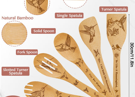 Hummingbird Gifts for Women,8pcs Hummingbird Bamboo Cooking Utensil Spoons with Apron Oven Mitt Potholder,Personalized Hummingbird Gift for Mom,Housewarming Kitchen Decor,Easter,Birthday,Mother's Day