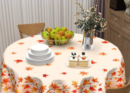 ABSOP Fall Maple Leaf Round Tablecloth 60 Inch Orange Circle Table Cloth