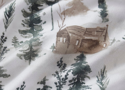 Flannel Sheets Warm and Cozy Deep Pocket Breathable All Season Bedding Set with Fitted, Flat and Pillowcases, Queen, Winter Cabin Lodge