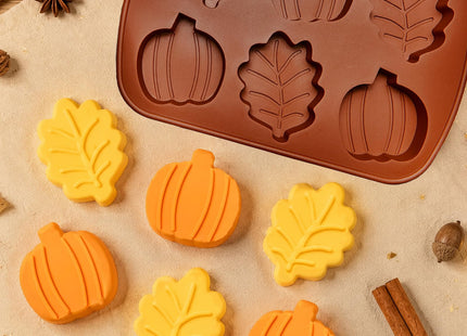 Pumpkin Silicone Molds, 2PCS Fall Jumbo Maple Leaf Pumpkin Ice Cube Trays
