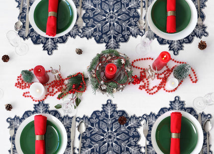 HunnmingRe Christmas Snowflake Placemats Set of 6 Blue Snowflake Table Mats