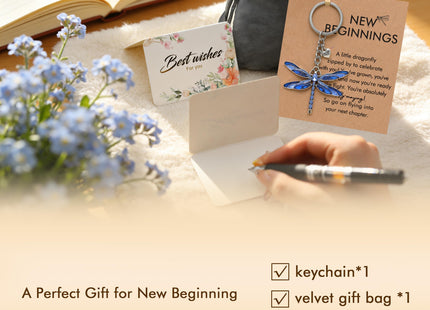 PRCOLUX Dragonfly Gifts for Women Dragonfly Keychain for New Beginnings