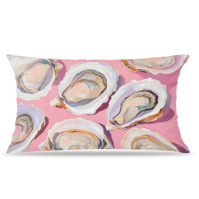 awdschkj Pink Coastal Beach Oyster Pillow Covers 12x20, Preppy Beach Room Decor, Coastal Marine Ocean Shell Decorative Lumbar Throw Pillow Covers for Home Bedroom Living Room