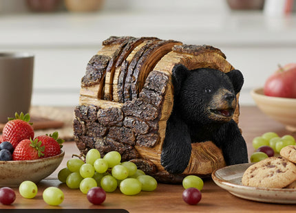 Black Bear Rustic Log Coaster Set - Drink Holders for Home Decor - Bear Print Cabin Coasters