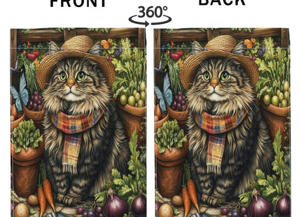 Spring Maine Coons Cat Gardening Garden Flags 12‘’x18’‘ Double Sided for Outside Decorative, Kitten Farmhouse Country Pattern FrontYard House Flag, Planting Outdoor Small Backyard Lawn Flag