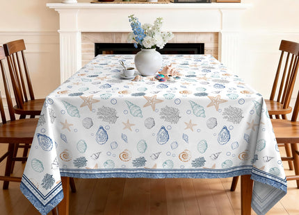 Arquiel Seashell Tablecloth 55 x 70 Inch Rectangular, Coastal Style