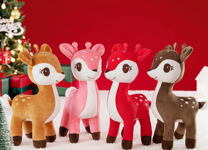 Lazada Christmas Plush Deer Stuffed Animal Pink Deer Plush Toy Baby Toys for Plump Tail 10 Inches Pink