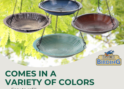 BYER OF MAINE Circles Hanging Bird Bath, 14”x14”x34” adj, Porcelain