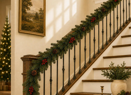 GWEXTO 6 FT Artificial Christmas Garland with Berry and Pinecone Accents