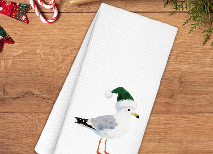 WUCHJ Christmas Seagull Beach Kitchen Towels, Nautical Christmas Bird Hand Towels for Bathroom, Seagull Decor, Coastal Sea Gull Xmas Decorative Dish Tea Towel, 16x24 Inch
