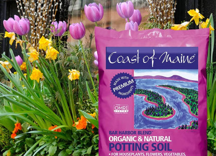 Coast of Maine Organic & Natural Bar Harbor Blend Potting Soil - Organic Soil w/Perlite for Enhanced Drainage & Aeration - for Flowers, Herbs & Veggies, Floral Baskets & Container Gardening (1CF)