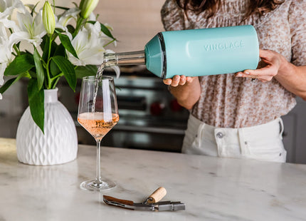 Vinglacé Wine Bottle Chiller- Portable Champagne Insulator- Stainless Steel Wine Cooler Sleeve - Keeps Wine Cold (Sea Glass)