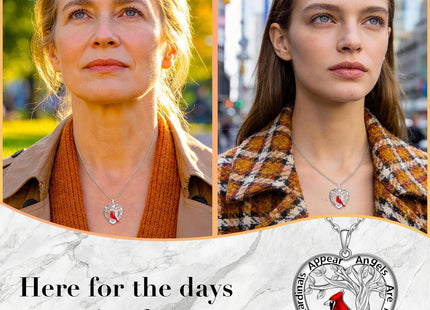 Cardinal Necklace Gifts for Women Mom Sterling Silver Red Cardinal Necklace