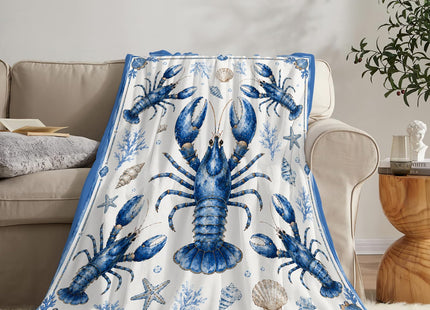 Luxvio Lobster Blanket, Coastal Blue Lobster Throw Blanket Gifts 50"X40"