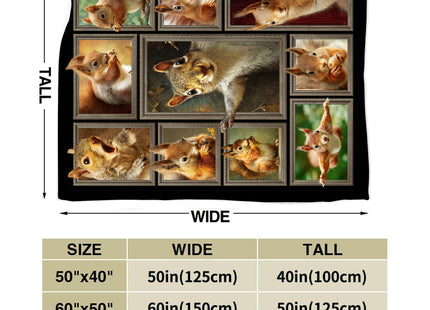 Quorin Squirrel Blanket, Cute Squirrel Throw Blanket Animal Gifts 60"X50"