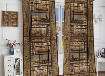 Yearn Jear Retro Rusticd Curtains,Country Style Farmhouse Rustic Cabin Wildlife Rod Pocket Drapes Thermal Insulated Window Curtain for Bedroom Living Room Home Decor 42x45 Inch