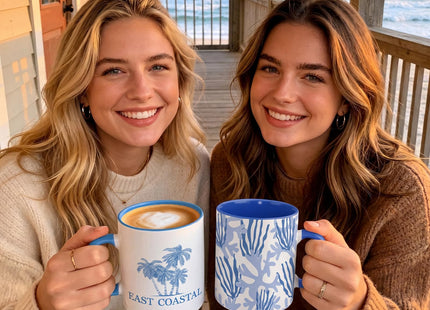 Didaey 6 Pcs Coastal Coffee Mugs, Blue Starfish Ceramic 12 oz Summer