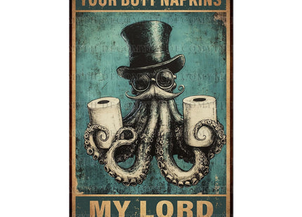 DecoMyth Octopus Bathroom Decor Funny Octopus Wall Art Metal Sign 8x12 Inch
