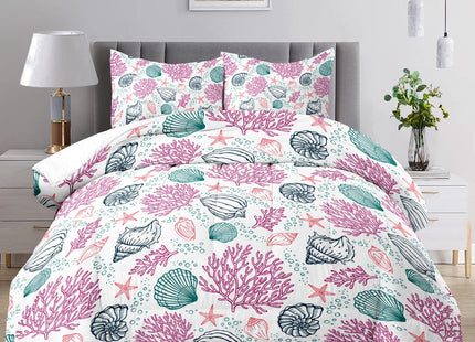 Raphus Cucullatus Sea Shell Bedding Comforter Queen Size, Beach Theme Ocean Coastal Bedding Set
