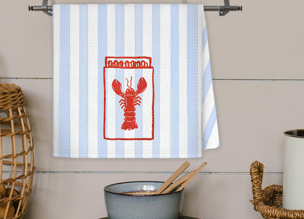 JINYO Maine Lobster Kitchen Towels, East Coast Beach Dish Towels Tea Towel, Preppy Coastal Decor, New England Style Hand Towels for Bathroom, Crawfish Decorations, 16x24 Inch
