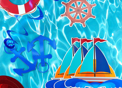 WILLBOND 18 Pieces Nautical Party Decorations Cruise Door Banner