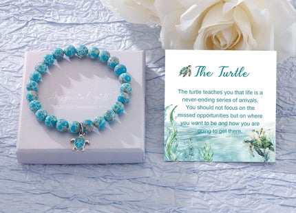 Fullrainbow Crack Turtle Bracelet - Sea Turtle Gifts for Women - Turtle Lovers - Sea Turtle Decor - Turtle Beach - Stretch Bracelet - Copper - Retro