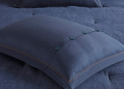 Woolrich Rustic Lodge Cabin Comforter Set - All Season Down Alternative Warm Bedding Layer and Matching Shams, Oversized Full, Perry, Denim Blue