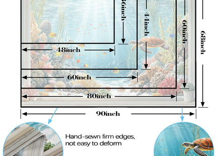 Lifeella Under the Sea Window Tapestry, Coastal Turtle Ocean Mural, Nautical Wall Backdrop for Bedroom Dorm Living Room Decor, 36x48 inches