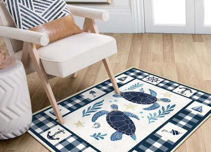 Coastal Rug 2x3 Nautical Sea Turtle Entryway Rug Ocean Doormat
