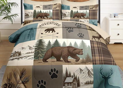 WeCozy Twin Comforter Set with Sheets, 5 Pieces Bear Woodland Bedding