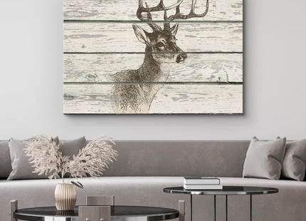 wall26 - Deer on a Rustic Wooden Background - Canvas Art Wall Art - 24"x36"