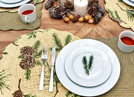 Woodland Retreat Quilted Reversible Cotton Pinecone Table Runner 14" x 51"