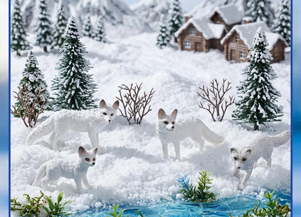 Bbiamsleep 4 Pieces Artic Fox Figurine White Fox Animal Figurines