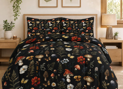 Pamnest King Comforter Set, 3 Pieces Mushroom Woodland Bedding, All Season
